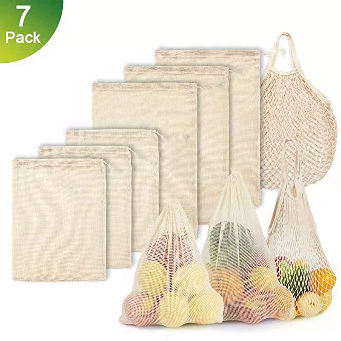 Cotton Drawstring Mesh Bags for Fruits and Vegetables