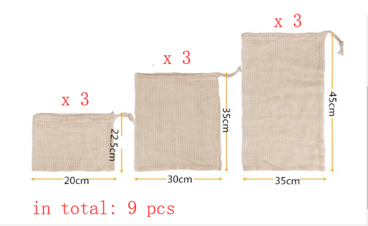 Cotton Drawstring Mesh Bags for Fruits and Vegetables