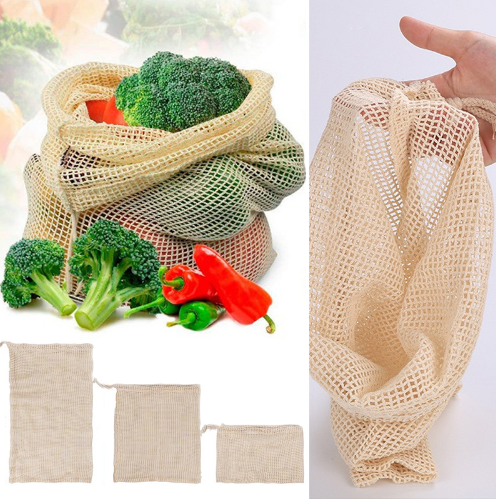 Cotton Drawstring Mesh Bags for Fruits and Vegetables