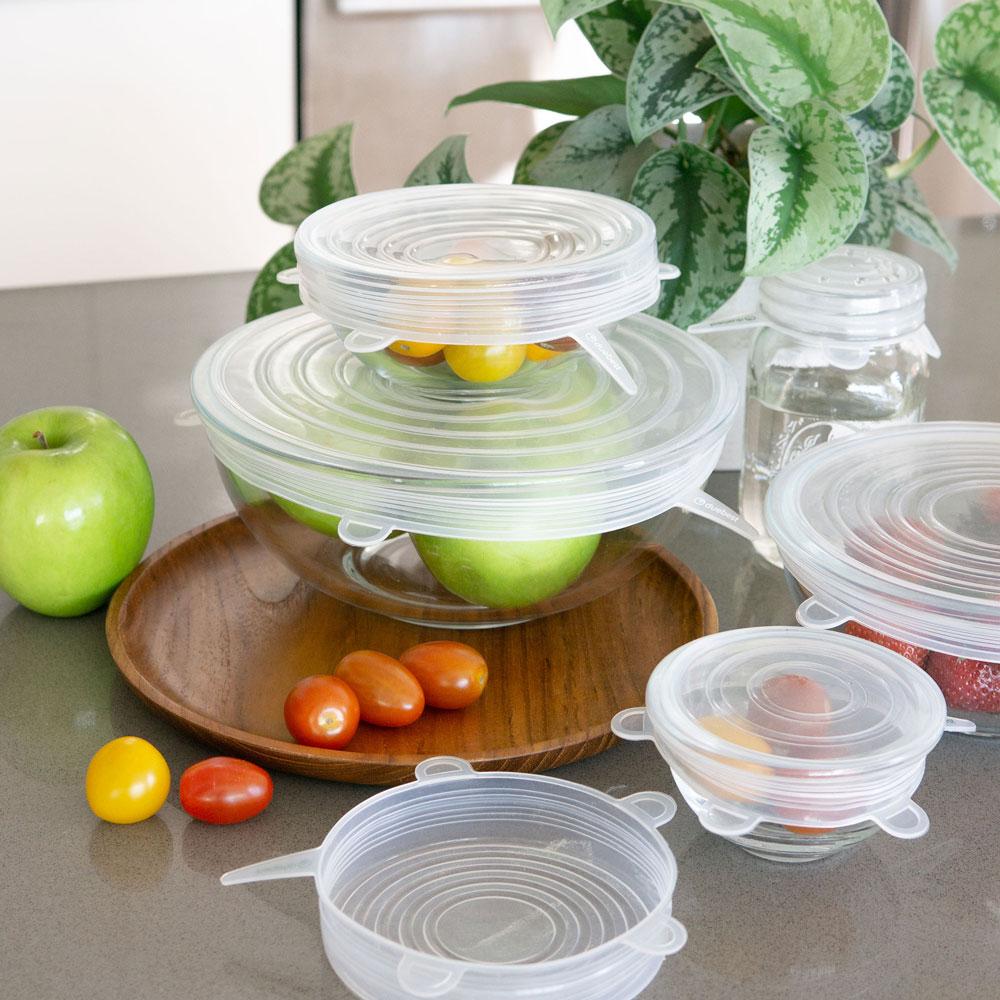 Reusable Silicone Stretch Lids – Set of 6 | Eco-Friendly Food Storage