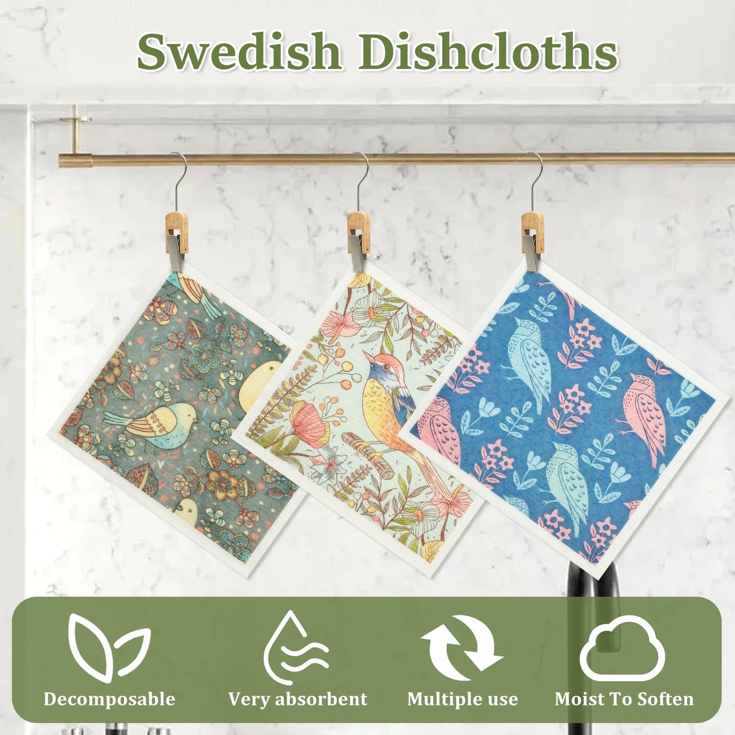 Kitchen Cleaning Cloths Dish Towels Cellulose Cotton Cleaning Cloths