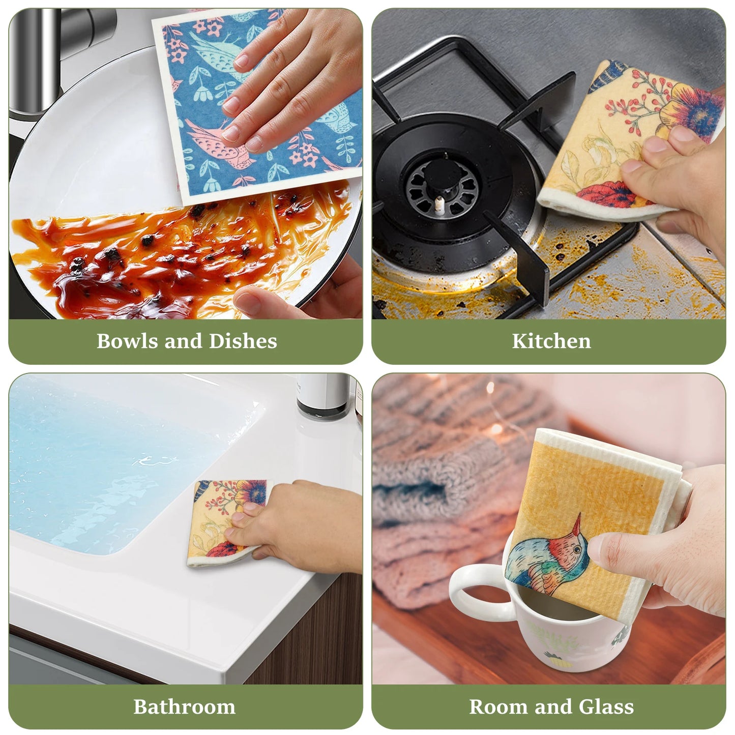 Kitchen Cleaning Cloths Dish Towels Cellulose Cotton Cleaning Cloths